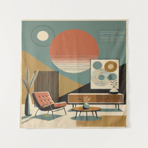 Tapete De Parede Decoração de Interiores do Meio do Século Sala de