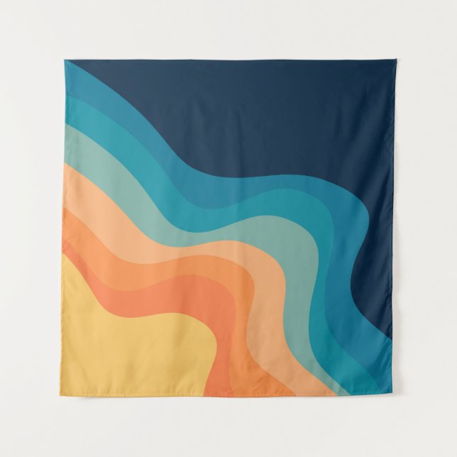 Tapete De Parede decoração de ondas de estilo retrô (Frente)
