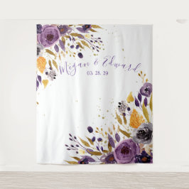 Tapete De Parede Decoração de Recepção do Casamento Floral Roxo