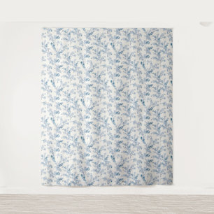 Tapete De Parede Decoração vintage, vintage francês, floral azul pr