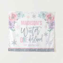 Tapete De Parede Decorações de Aniversário de 1 Ano Rosa ONEderland
