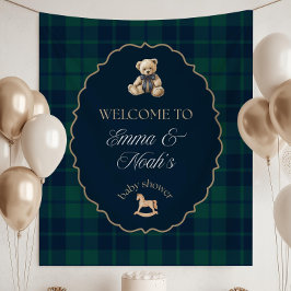 Tapete De Parede Decorações para Chá de Bebê do Urso Teddy Preppy, 
