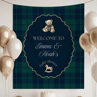 Tapete De Parede Decorações para Chá de Bebê do Urso Teddy Preppy, 
