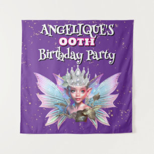 Tapete De Parede Decorações roxas de princesa fada aniversário de m
