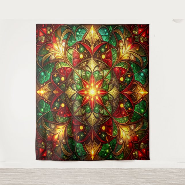 Tapete De Parede Decorative Red Green Holiday Backdrop (Frente)