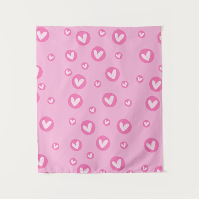 Tapete de Parede Decorativo Corações Rosa (Frente)
