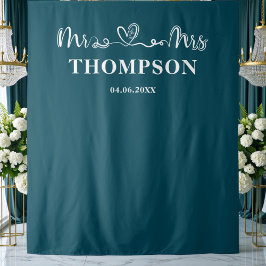 Tapete De Parede Deep Teal | Mr and Mrs Elegant Simple Backdrop