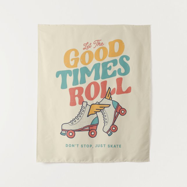 TAPETE DE PAREDE DEIXE OS BONS TEMPOS ROLAREM O SKATE ROLLER DE RET (Frente)