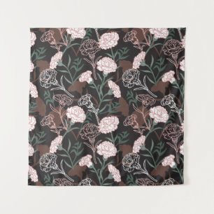 Tapete De Parede Delicar Cravos Rosa com Folhas Verdes Florais