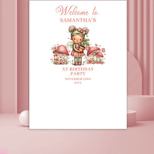 Tapete De Parede Delicioso Banner de Aniversário Floral Rosa de Fad