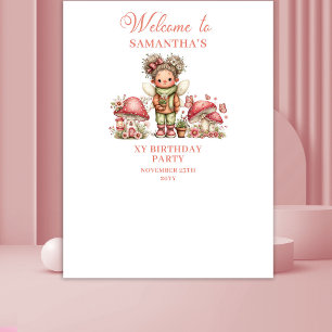 Tapete De Parede Delicioso Banner de Aniversário Floral Rosa de Fad