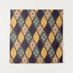 Tapete De Parede Denim Blue Art Nouveau