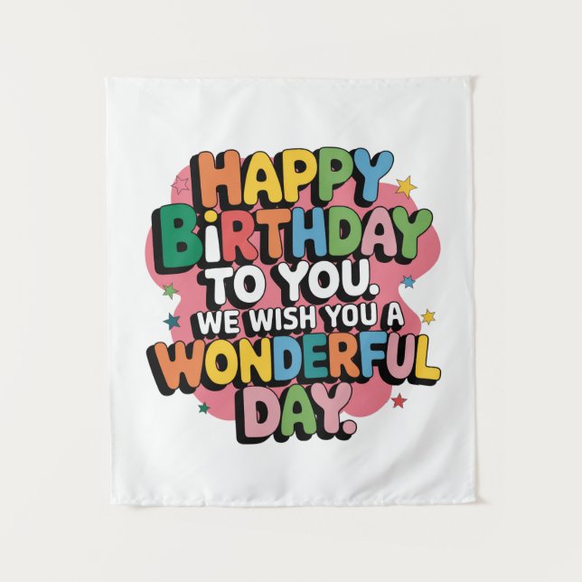 Tapete De Parede Desejos Coloridos de Aniversário (Frente)