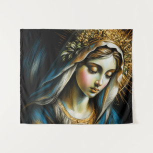 Tapete De Parede Desenho a Pastel Virgem Mãe Abençoada