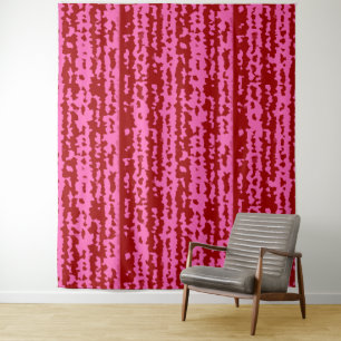 Tapete De Parede Desenho Abstrato Irregular Rosa Bege Vermelho