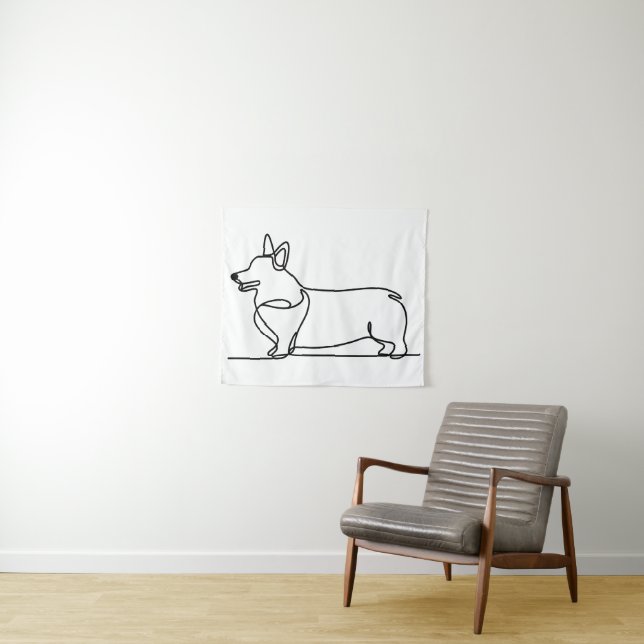 Tapete De Parede Desenho da Linha Corgi (In Situ (Horizontal))