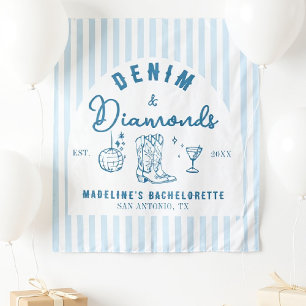 Tapete De Parede Desenho da Mão de Fundo de Ouros Denim Bachelorett