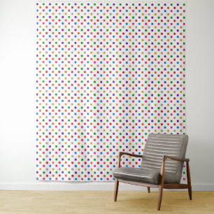 Tapete De Parede Desenho de Arco-íris Colorido Branco com Pontos Po