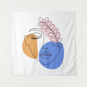 Tapete De Parede Desenho de arte da linha de retrato minimalista Ab