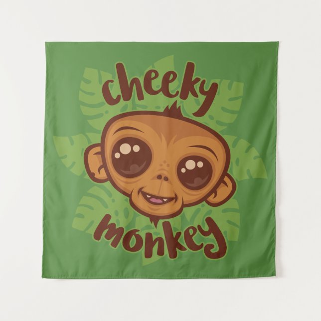 Tapete De Parede Desenho De Cartoon De Macaco Cheiroso (Frente)