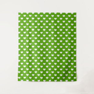 Tapete De Parede Desenho de Corações Lindos Brancos Verdes