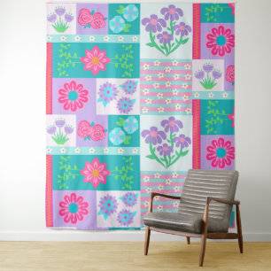 Tapete De Parede Desenho de Flores Vibrantes em Flor