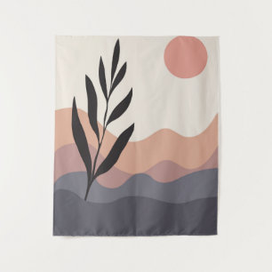 Tapete De Parede desenho de linha de folhagem abstrato