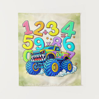 Tapete De Parede Desenho de Matemática de Caminhão Monstro do Dia d