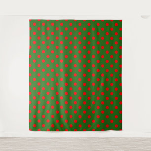 Tapete De Parede Desenho de padrão de bolinhas vermelhas em verde