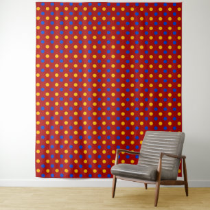 Tapete De Parede Desenho de Pontos Polka Vermelho Azul Amarelo