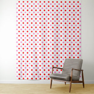 Tapete De Parede Desenho de Vermelho e Rosa em Fundo Branco com Bol