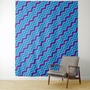 Tapete De Parede Desenho de Ziguezague em Chevron Roxo Azul