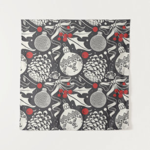 Tapete De Parede Desenho-Mão De Natal: Mistletoe Pine Seamless.