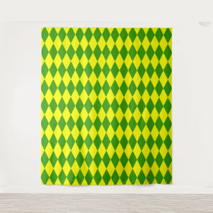 Tapete De Parede Desenho Xadrez Arlequim Amarelo Verde