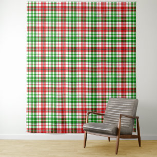 Tapete De Parede Desenho Xadrez Escocês Plaid Verde Vermelho Branco