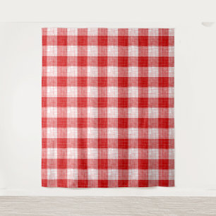 Tapete De Parede Desenho Xadrez Quadrados Grandes Vermelho e Branco