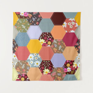 Tapete De Parede Design de Coloração das Flores de Hexágono Colorid