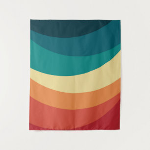 Tapete De Parede Design de curvas coloridas de estilo retrógrado