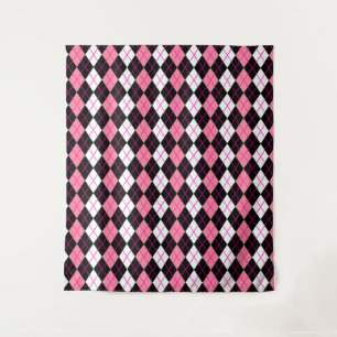 Tapete De Parede Design de Diamante de Argyle Branco-Rosa