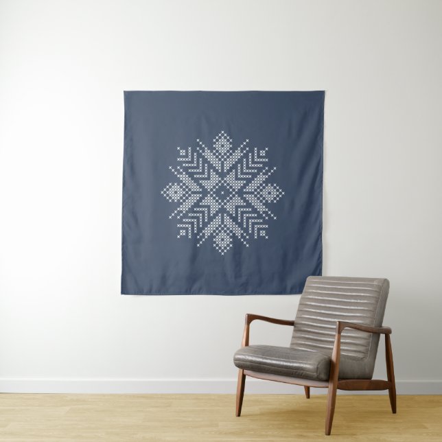 Tapete De Parede Design de floco de neve com ponto de cruz de Natal (In Situ (Horizontal))