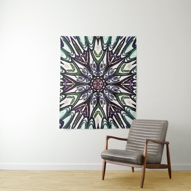 Tapete De Parede Design de flor colorida trippy (In Situ)