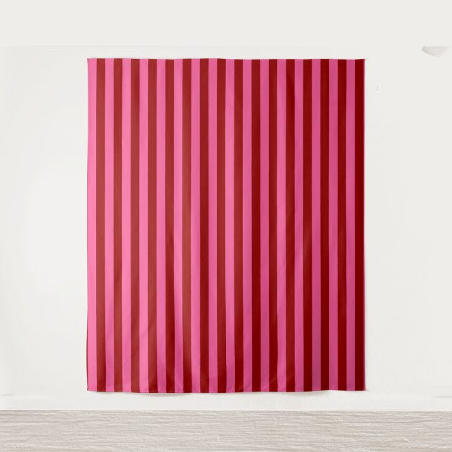 Tapete De Parede Design de Listras Rosa Vermelho Marinho (Frente)