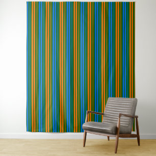 Tapete De Parede Design de Listras Verticais Laranja Verde Azul