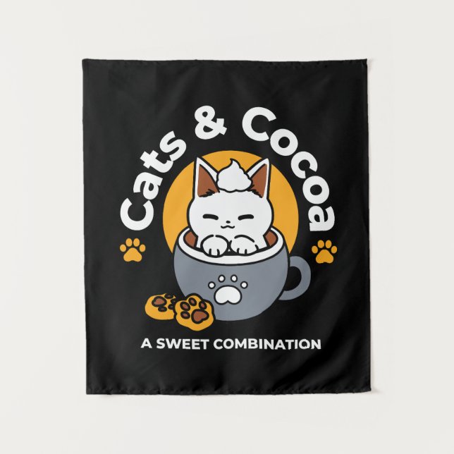 Tapete De Parede Design de Mug Feriado com Cozy Cat e Cookies de Pa (Frente)