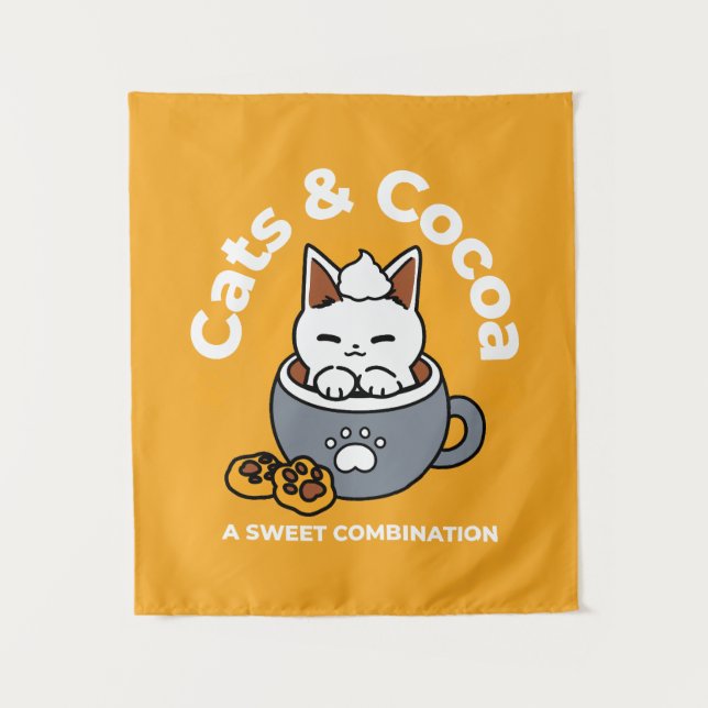 Tapete De Parede Design de Mug Feriado com Cozy Cat e Cookies de Pa (Frente)