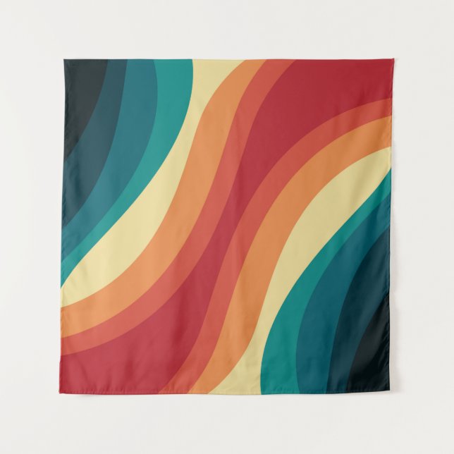 Tapete De Parede Design de ondas de estilo retrorreflector multicol (Frente)