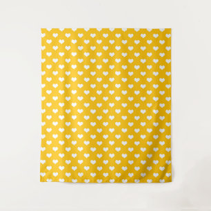 Tapete De Parede Design de Padrão Coração de Amor Branco Amarelo