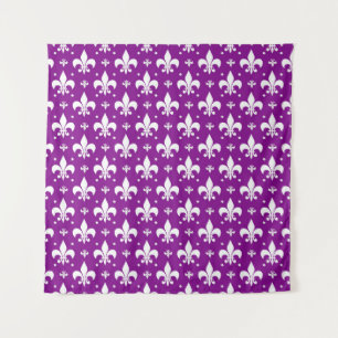 Tapete De Parede Design de padrão da Fleur-de-lis de fundo roxo