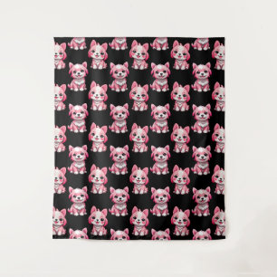 Tapete De Parede Design de Padrão de Cachorro Rosa - Preto