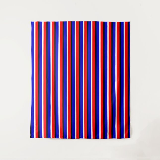Tapete De Parede Design de Padrão de Faixa Azul Vermelha (Frente)